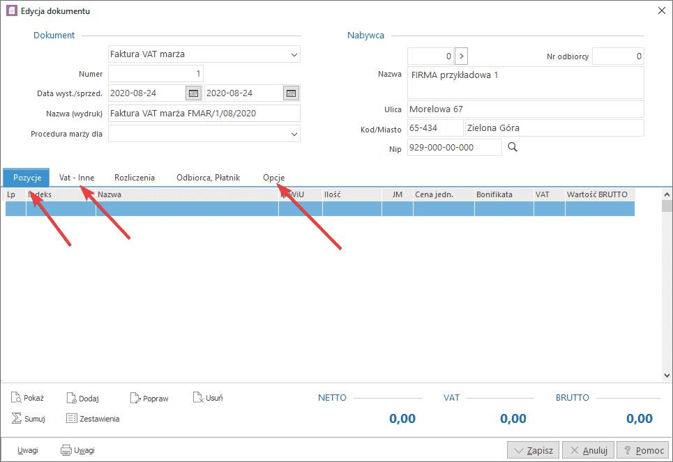 Faktura VAT marża w programie Ewa Streamsoft