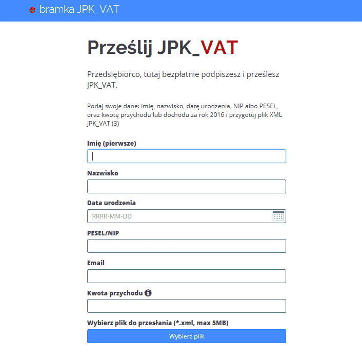 Wysłanie pliku JPK_VAT