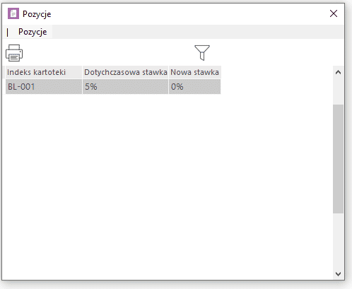 Wyświetlenie listy zmienionych kartotek