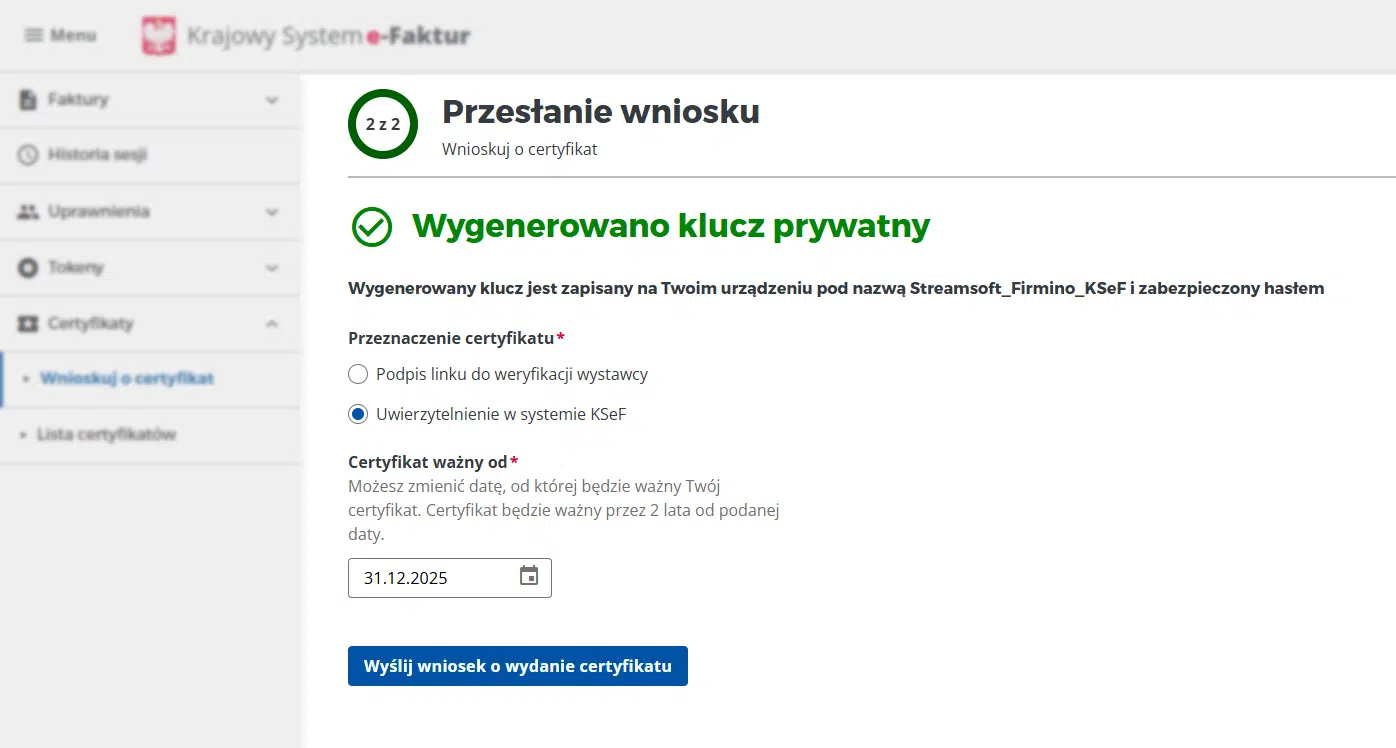 Przesyłanie wniosku